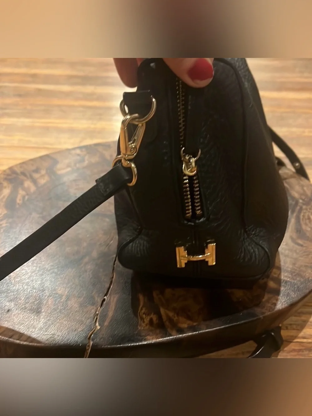 Halston Heritage baby pebbled Leather satchel with Gold Hardware